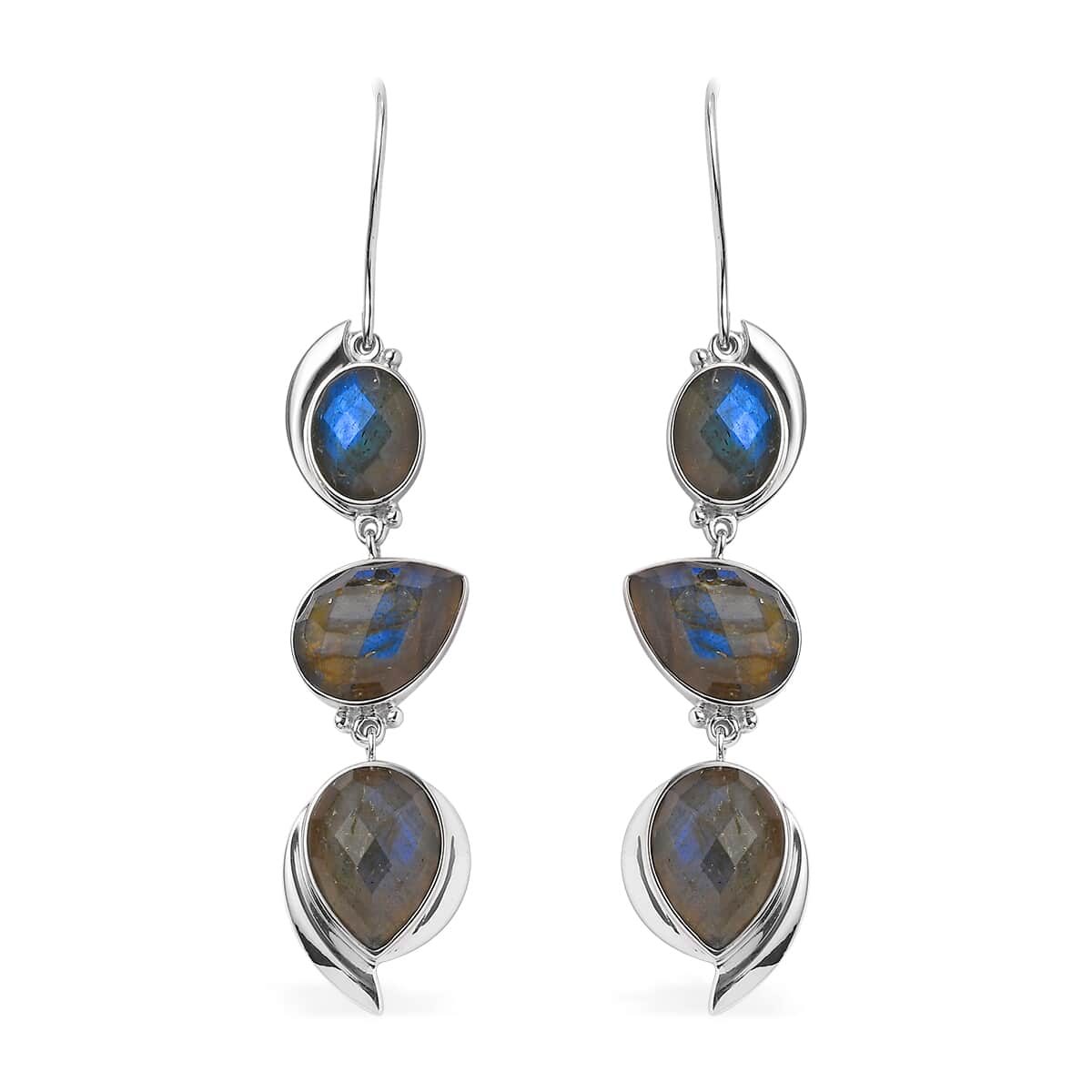 Sajen Silver AAA Malagasy Labradorite Earrings in Platinum Over Sterling Silver 27.25 ctw image number 0