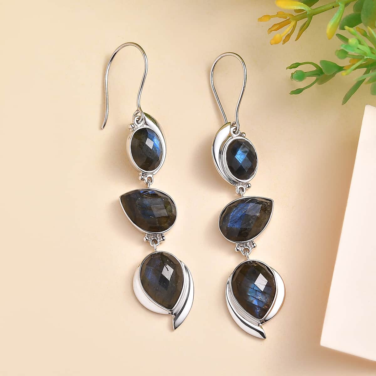 Sajen Silver AAA Malagasy Labradorite Earrings in Platinum Over Sterling Silver 27.25 ctw image number 1