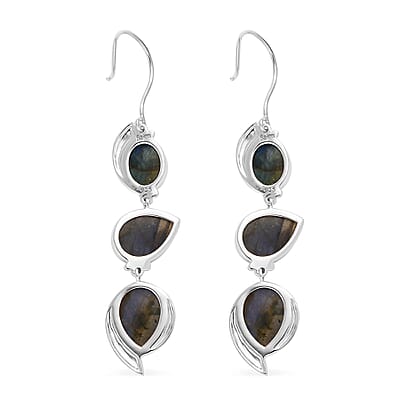 Sajen Silver AAA Malagasy Labradorite Earrings in Platinum Over Sterling Silver 27.25 ctw