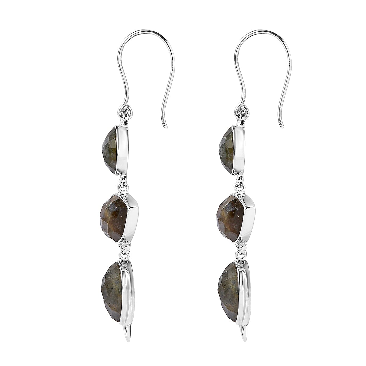 Sajen Silver AAA Malagasy Labradorite Earrings in Platinum Over Sterling Silver 27.25 ctw