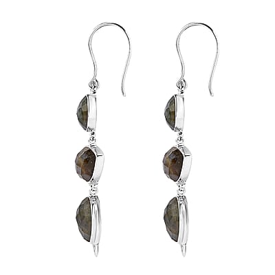 Sajen Silver AAA Malagasy Labradorite Earrings in Platinum Over Sterling Silver 27.25 ctw