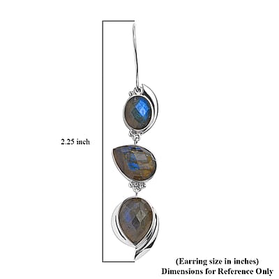 Sajen Silver AAA Malagasy Labradorite Earrings in Platinum Over Sterling Silver 27.25 ctw