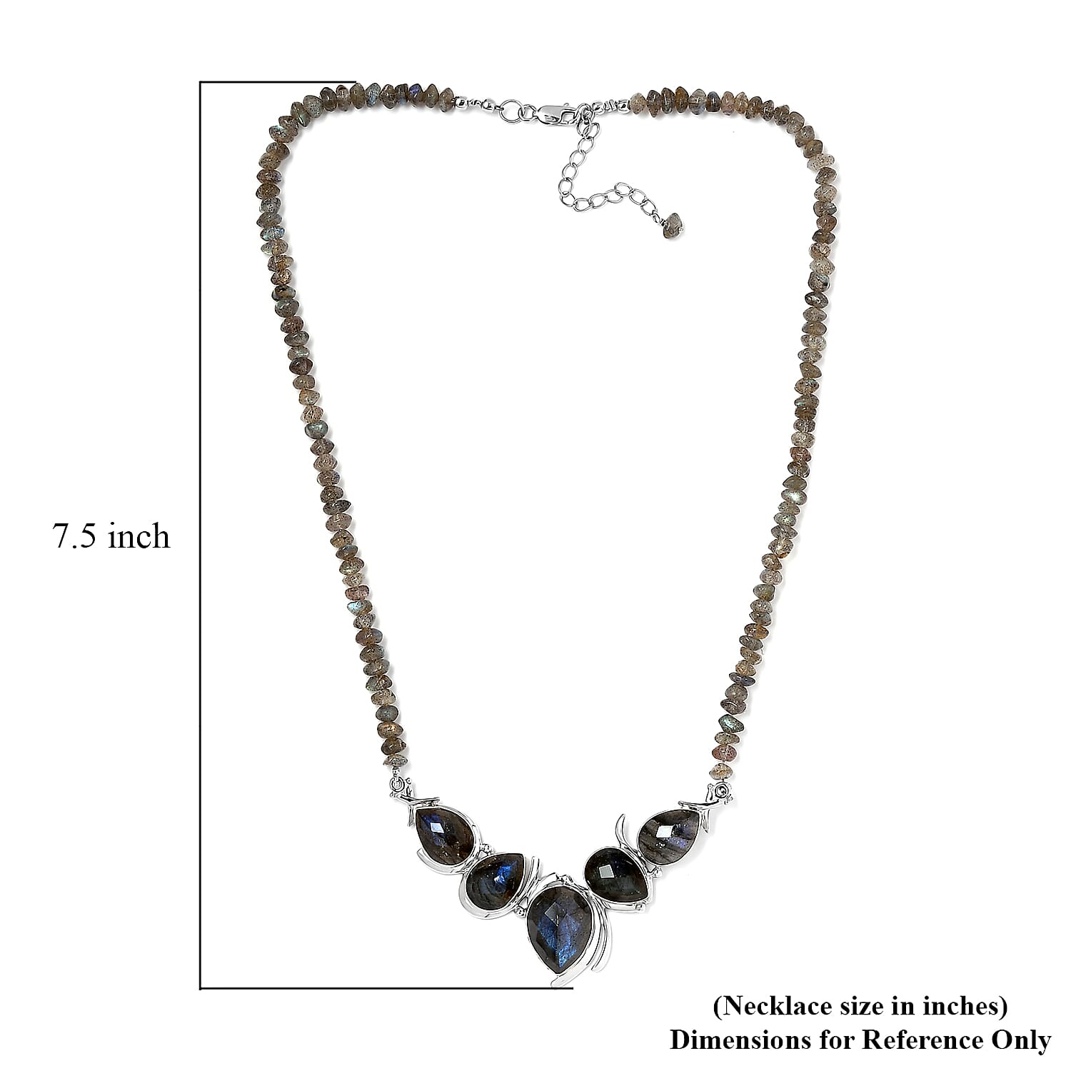 Sajen Silver AAA Malagasy Labradorite and Labradorite Beaded Necklace 18-20 Inches in Platinum Over Sterling Silver 92.00 ctw