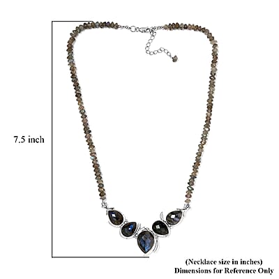 Sajen Silver AAA Malagasy Labradorite and Labradorite Beaded Necklace 18-20 Inches in Platinum Over Sterling Silver 92.00 ctw