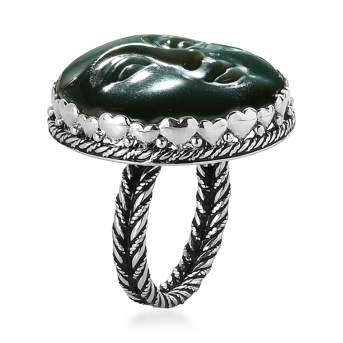 Sajen Silver AAA Rainbow Obsidian Carved Ring in Platinum Over Sterling Silver (Size 10.0) 23.25 ctw image number 3