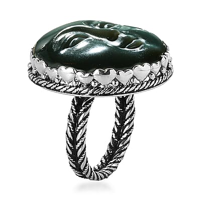 Sajen Silver AAA Rainbow Obsidian Carved Ring in Platinum Over Sterling Silver (Size 10.0) 23.25 ctw