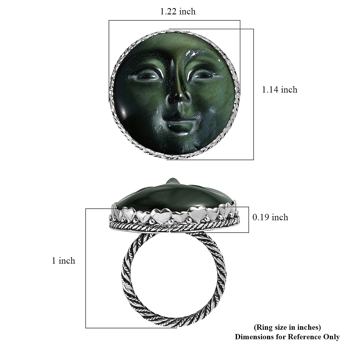 Sajen Silver AAA Rainbow Obsidian Carved Ring in Platinum Over Sterling Silver (Size 10.0) 23.25 ctw image number 5