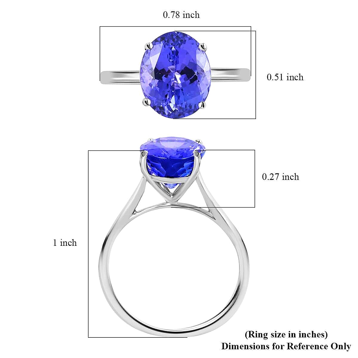 Ankur Treasure Chest Certified & Appraised Iliana 18K White Gold AAA Tanzanite Solitaire Ring (Size 9.5) 2.75 ctw image number 5