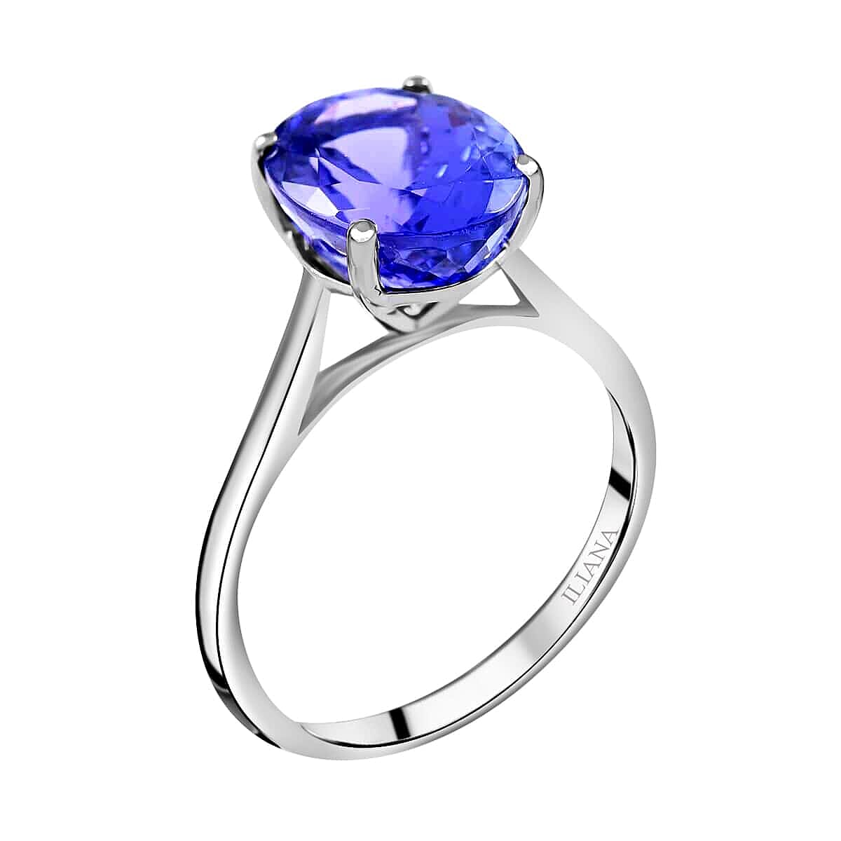 Ankur Treasure Chest Certified & Appraised Iliana 18K White Gold AAA Tanzanite Solitaire Ring (Size 11.0) 2.75 ctw image number 3