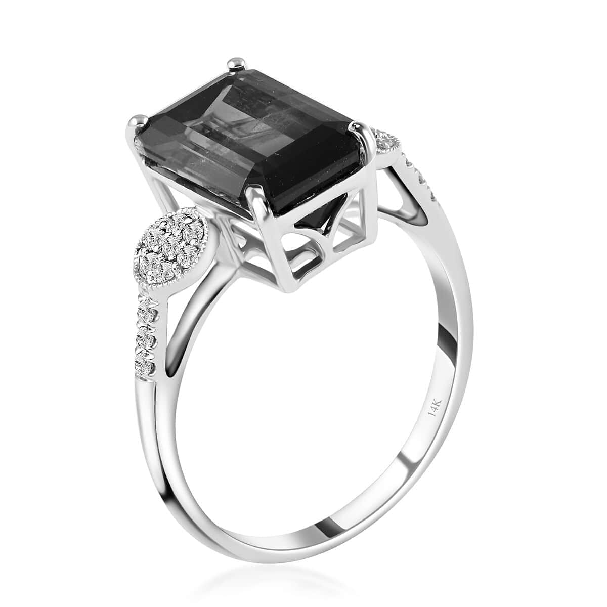 Certified Luxoro 14K White Gold AAA Bi-Color Tourmaline and G-H I2 Diamond Ring (Size 9.5) 4.69 ctw image number 3