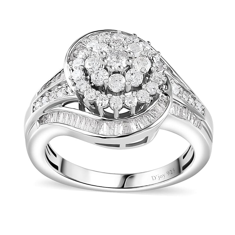Diamond Ring in Rhodium Over Sterling Silver (Size 10.0) 1.00 ctw