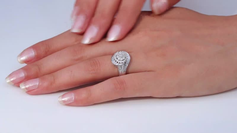 TLV Diamond Ring in Rhodium Over Sterling Silver (Size 8.0) 1.00 ctw