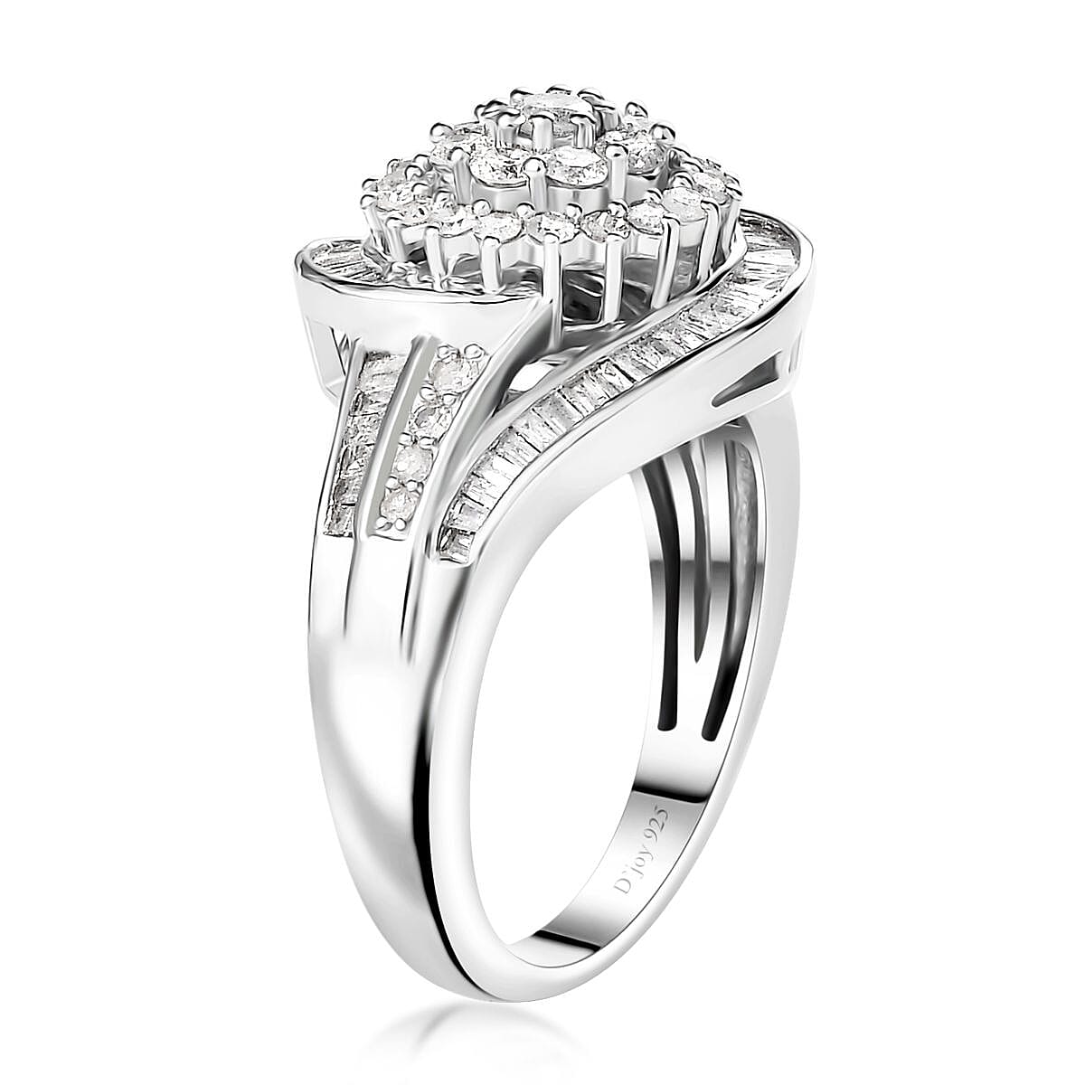 Diamond Ring in Rhodium Over Sterling Silver (Size 10.0) 1.00 ctw