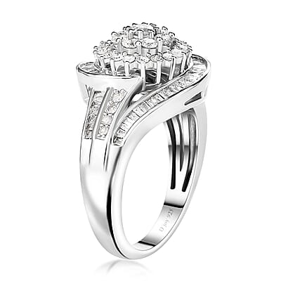 Diamond Ring in Rhodium Over Sterling Silver (Size 10.0) 1.00 ctw