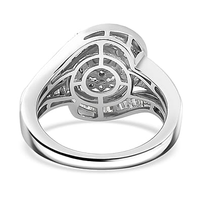 Diamond Ring in Rhodium Over Sterling Silver (Size 10.0) 1.00 ctw