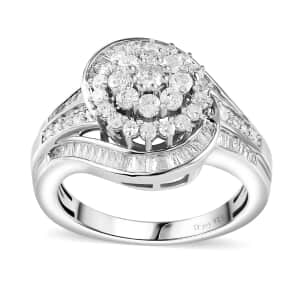 Diamond Ring in Rhodium Over Sterling Silver (Size 6.0) 1.00 ctw
