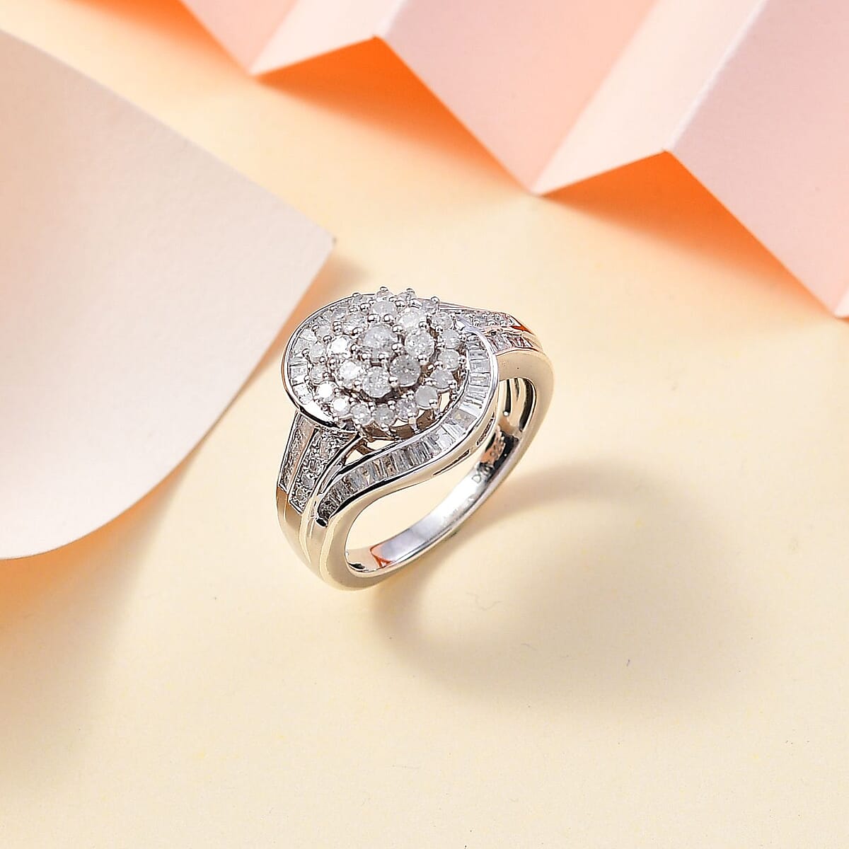 Diamond Ring in Rhodium Over Sterling Silver (Size 9.0) 1.00 ctw image number 1