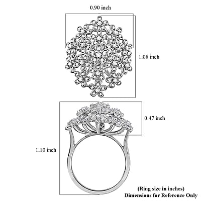 GP Royal Art Deco Italian Garden Collection Diamond Floral Ring in Rhodium Over Sterling Silver (Size 10.0) 0.50 ctw