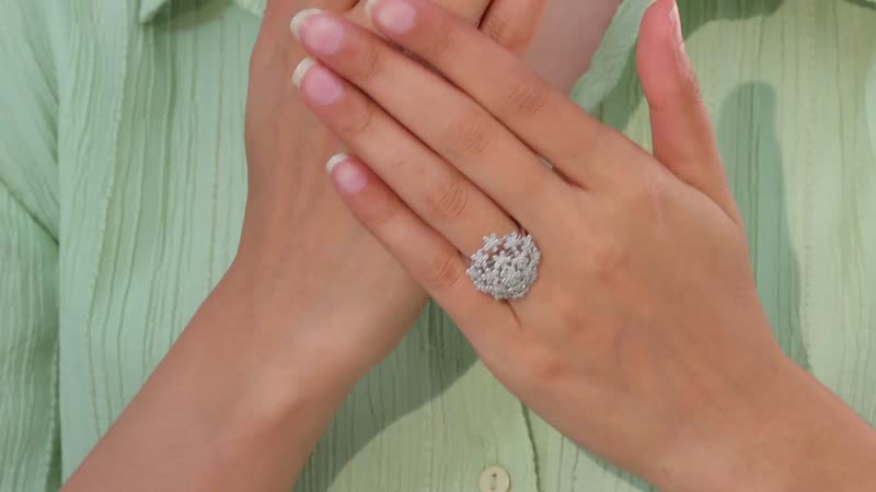 GP White Diamond Ring in Rhodium Over Sterling Silver (Size 10.0) 0.50 ctw