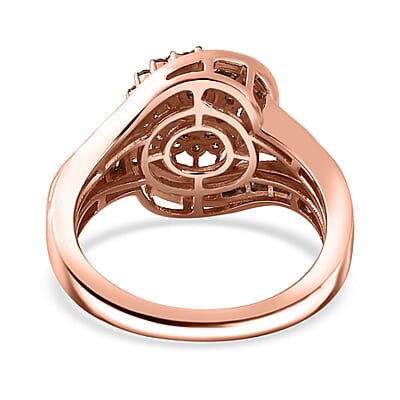 Natural Champagne Diamond Ring in 18K Vermeil Rose Gold Over Sterling Silver (Size 10.0) 1.00 ctw (Del. in 8-10 Days)