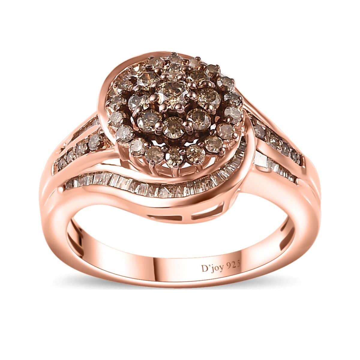 Natural Champagne Diamond Ring in 18K Vermeil Rose Gold Over Sterling Silver (Size 7.0) 1.00 ctw image number 0