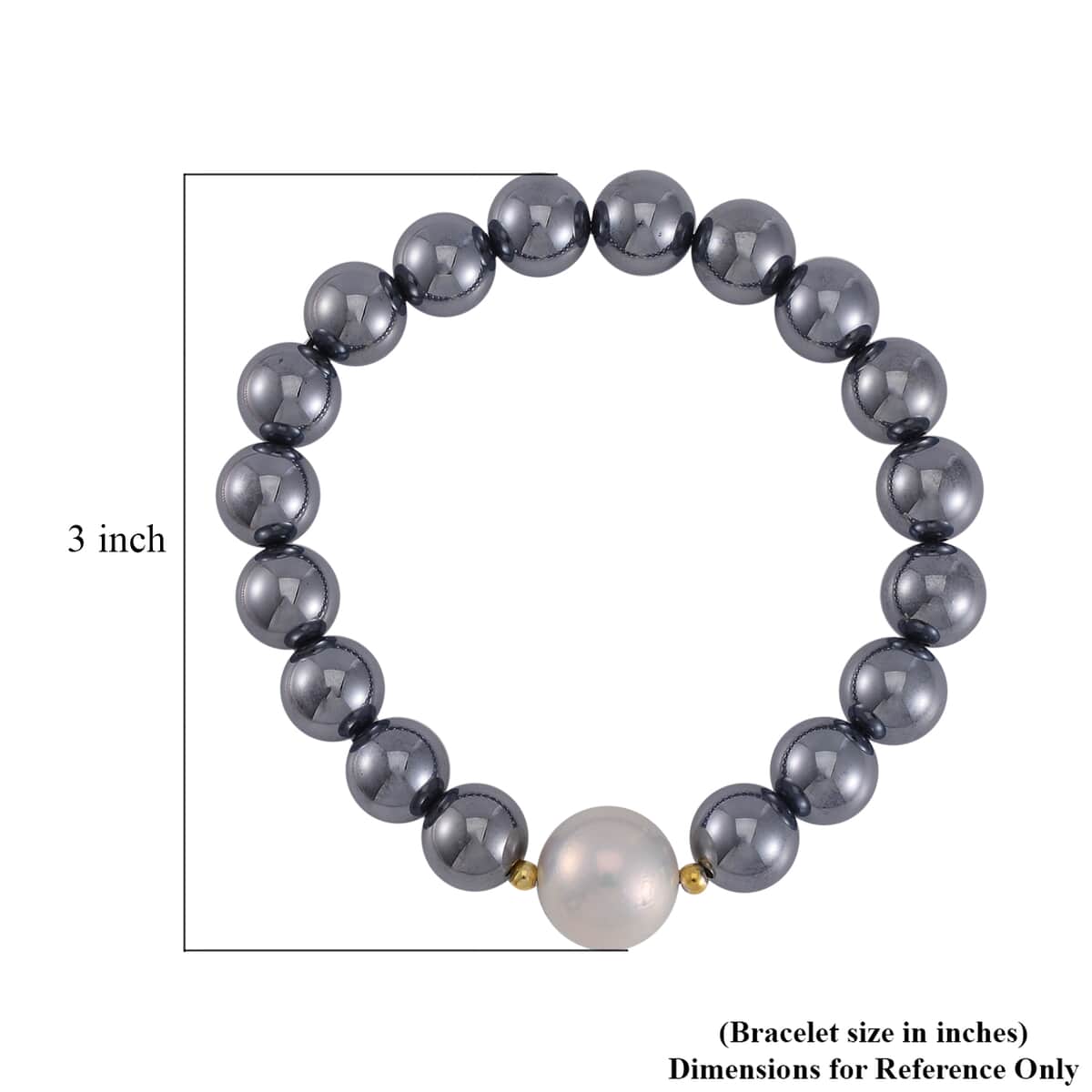 Terahertz and Freshwater Pearl Beaded Stretch Bracelet in Sterling Silver 130.00 ctw image number 4
