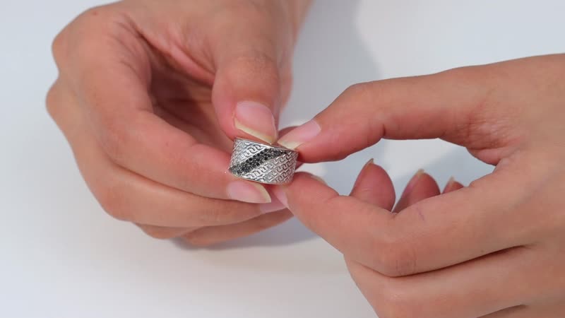 GP Black Diamond (IR) Ring in Rhodium Over Sterling Silver (Size 10.0) 0.25 ctw