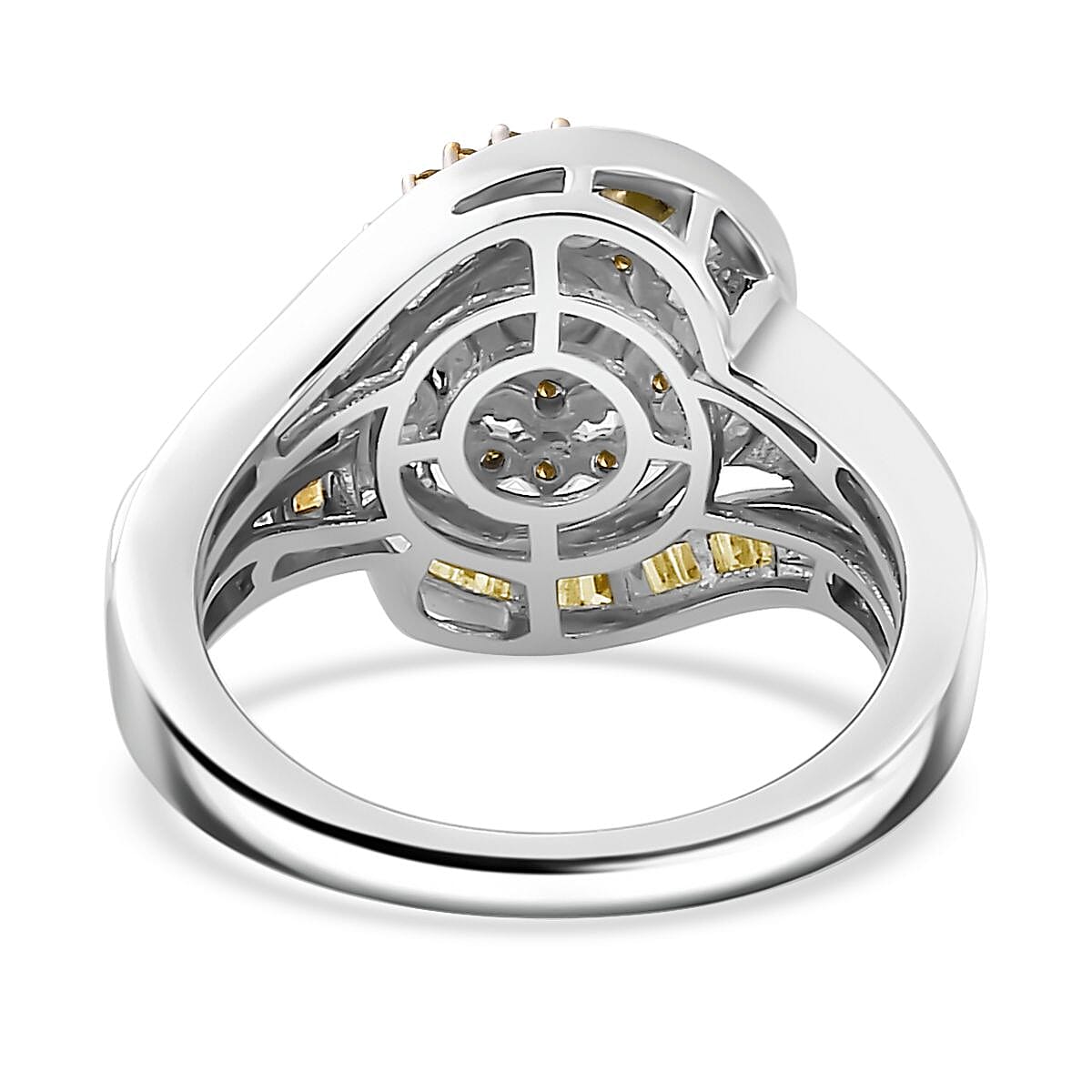 Yellow Diamond Ring in Rhodium Over Sterling Silver (Size 6.0) 1.00 ctw image number 4