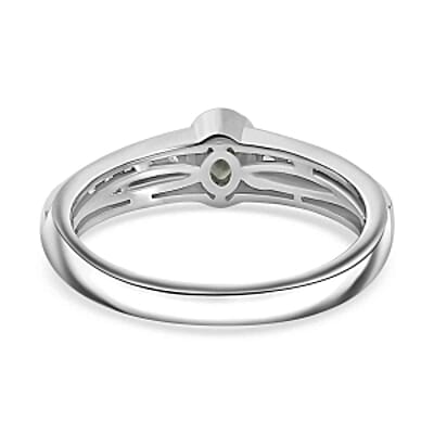 Alexandrite and White Zircon 0.49 ctw Ring in Rhodium Over Sterling Silver (Size 10)