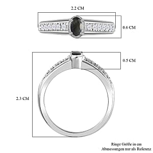 Alexandrite and White Zircon 0.49 ctw Ring in Rhodium Over Sterling Silver (Size 10)