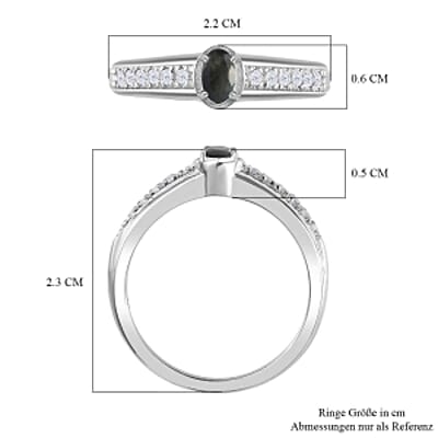 Alexandrite and White Zircon 0.49 ctw Ring in Rhodium Over Sterling Silver (Size 10)