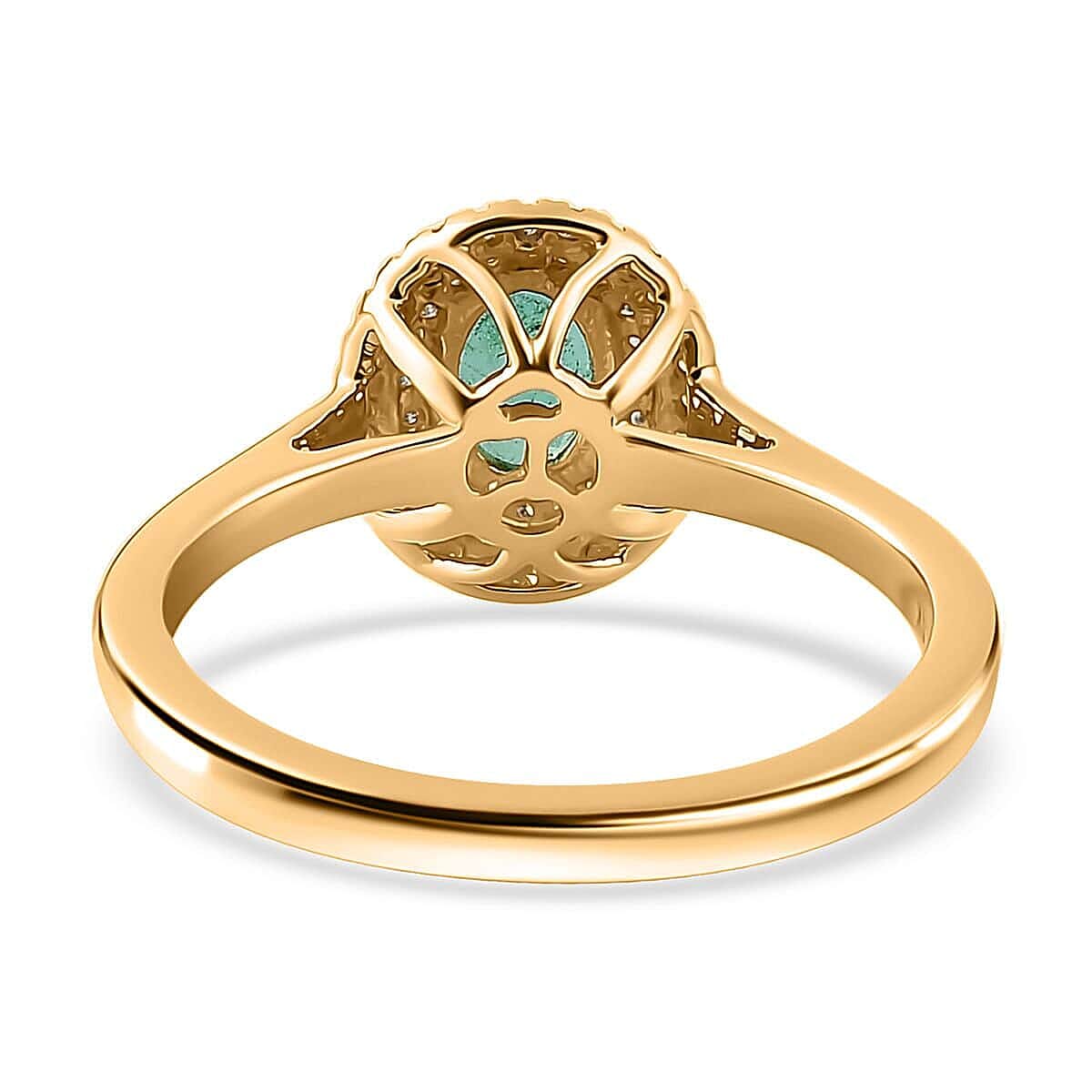 Certified and Appraised Premium AAA Boyaca Colombian Emerald and I2 Natural Yellow and White Diamond 0.90 ctw Ring in 14K Yellow Gold (Size 10.0)