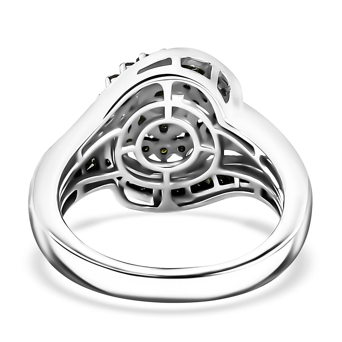 Green Diamond Ring in Rhodium Over Sterling Silver (Size 6.0) 1.00 ctw image number 4