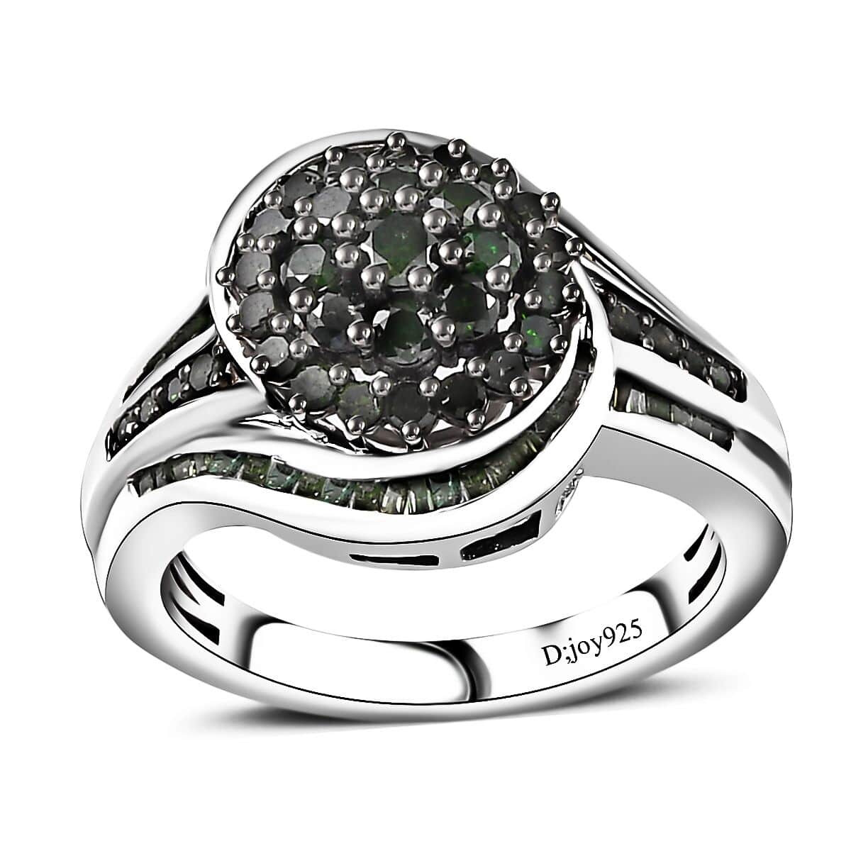 Green Diamond Ring in Rhodium Over Sterling Silver (Size 8.0) 1.00 ctw image number 0