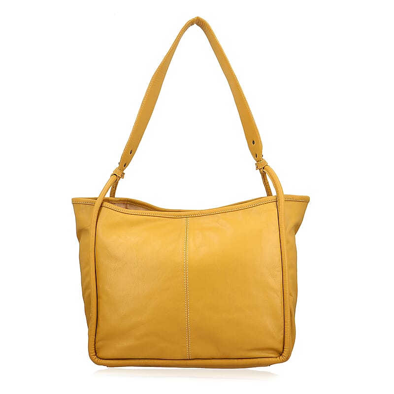 Mustard Genuine Leather Tote Bag