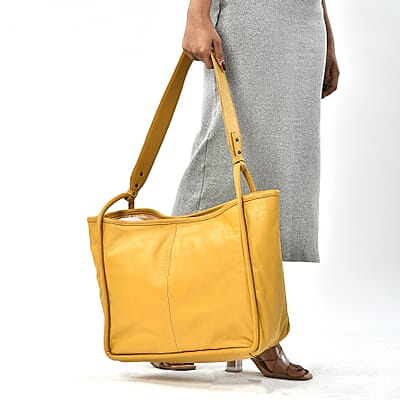 Mustard Genuine Leather Tote Bag
