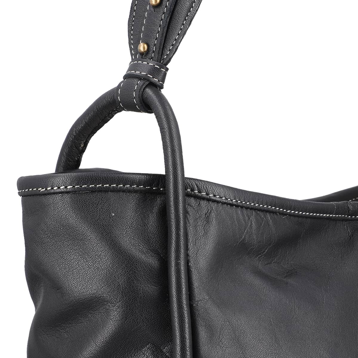 Black Genuine Leather Tote Bag image number 6