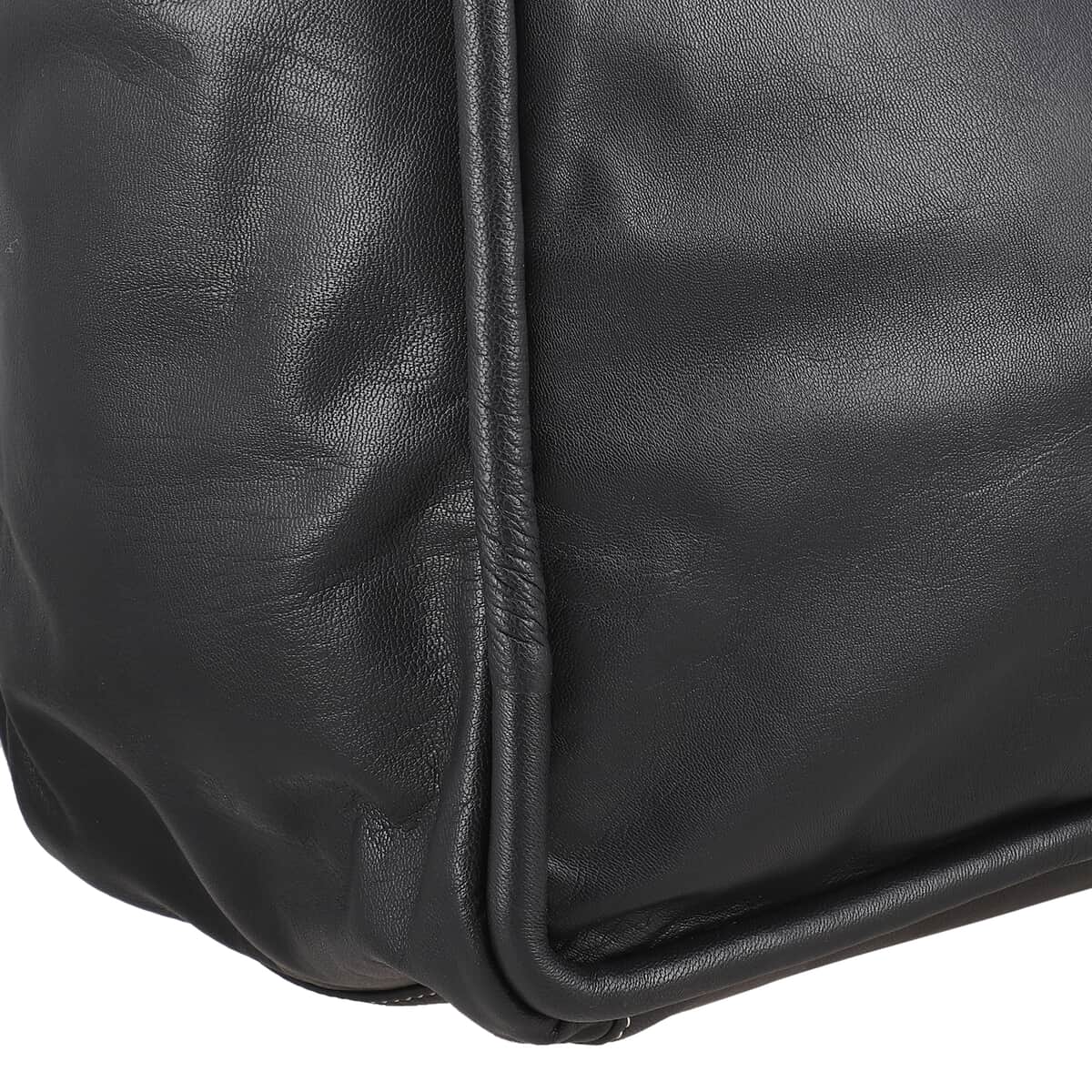 Black Genuine Leather Tote Bag image number 7