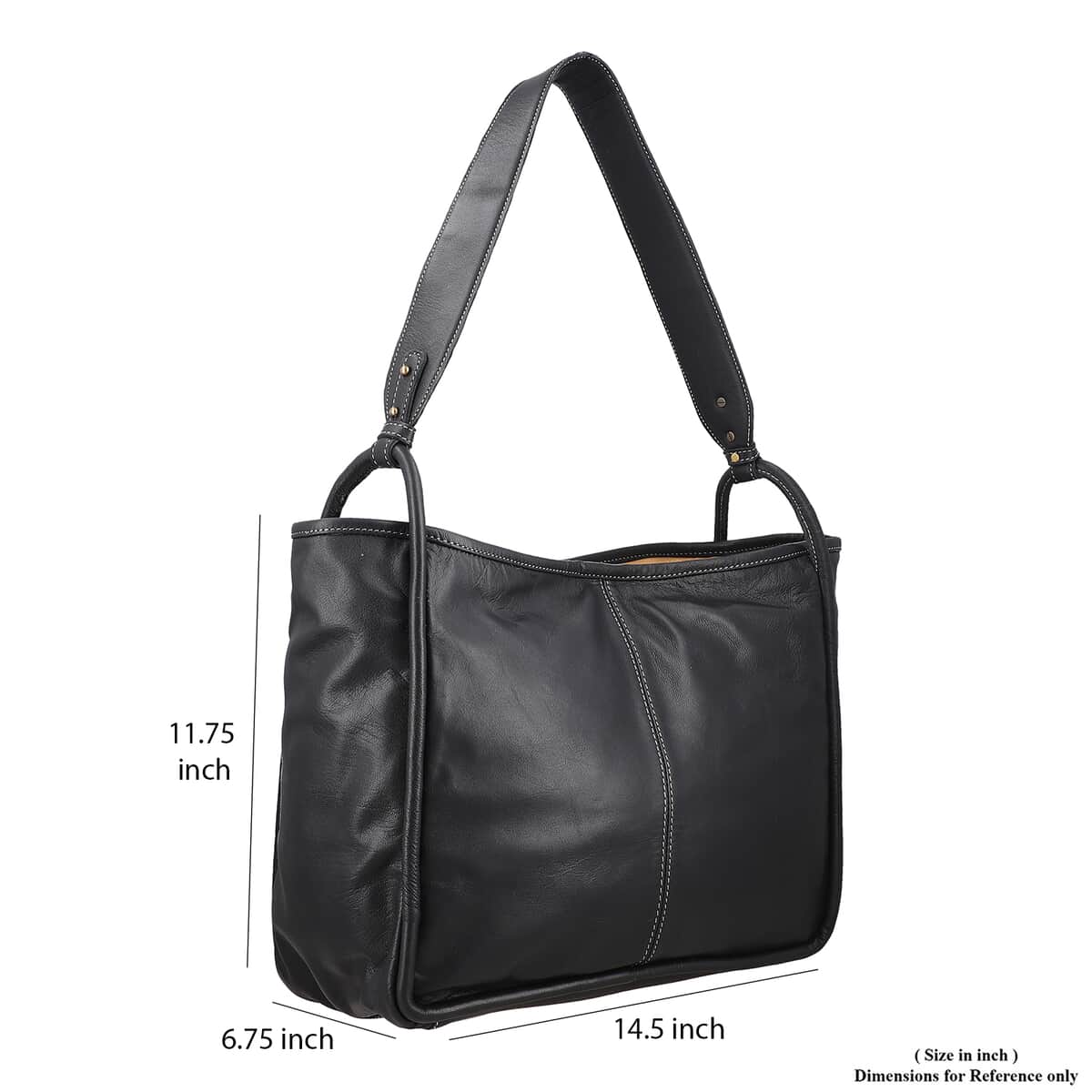 Black Genuine Leather Tote Bag image number 8