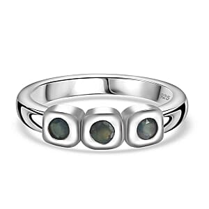 Narsipatnam Alexandrite 0.40 ctw 3 Stone Ring in Rhodium Over Sterling Silver (Size 11.5)