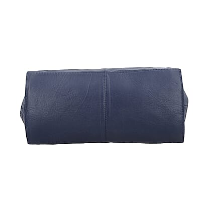 Navy Genuine Leather Hobo Shoulder Bag