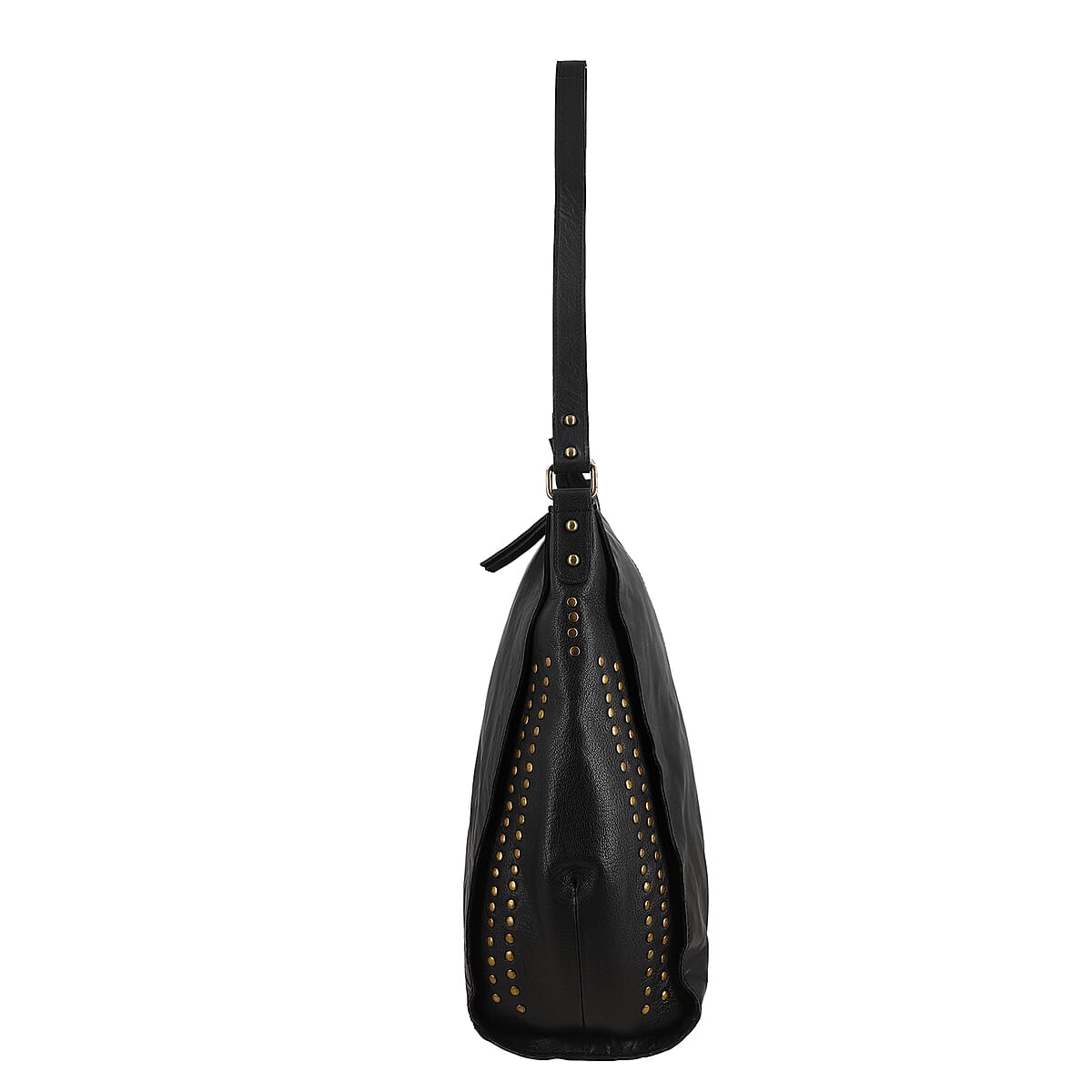 Black Genuine Leather Hobo Shoulder Bag image number 4