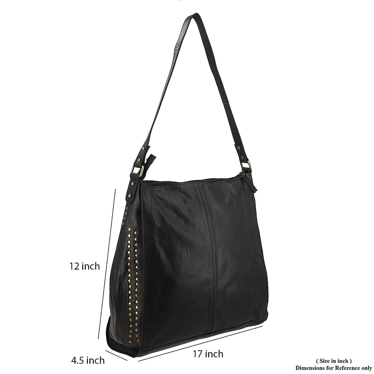Black Genuine Leather Hobo Shoulder Bag image number 8