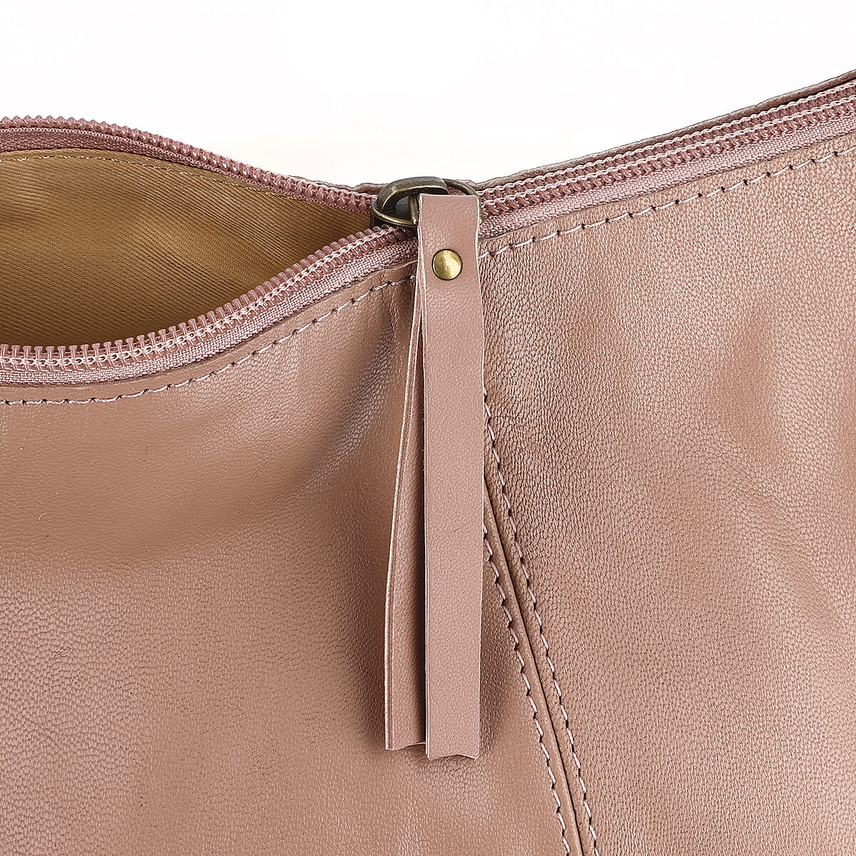 Pink Genuine Leather Hobo Shoulder Bag image number 8