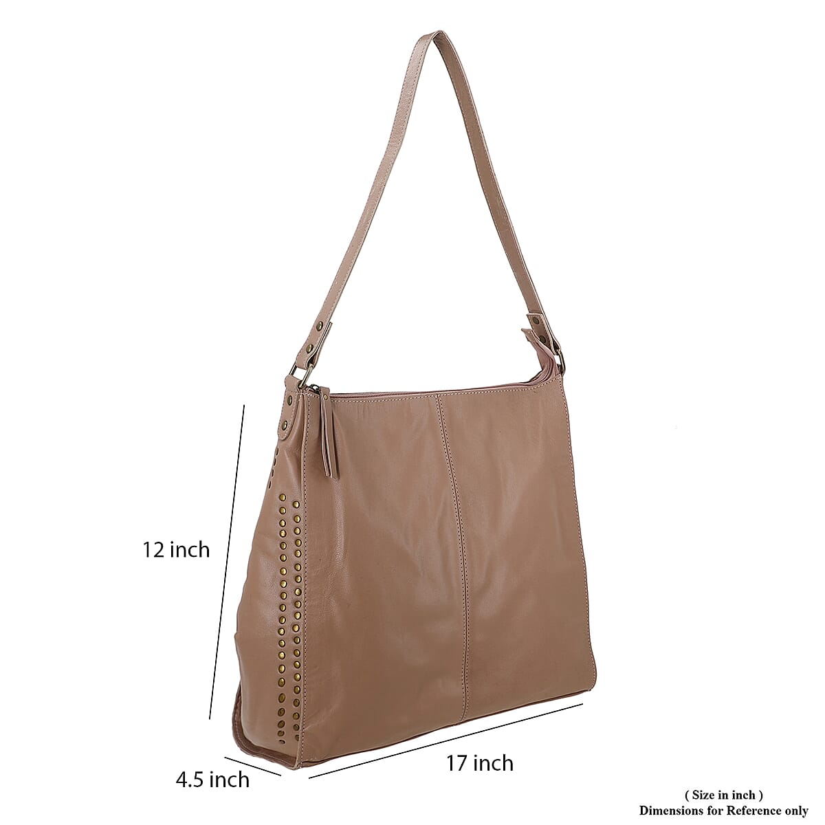 Pink Genuine Leather Hobo Shoulder Bag image number 9