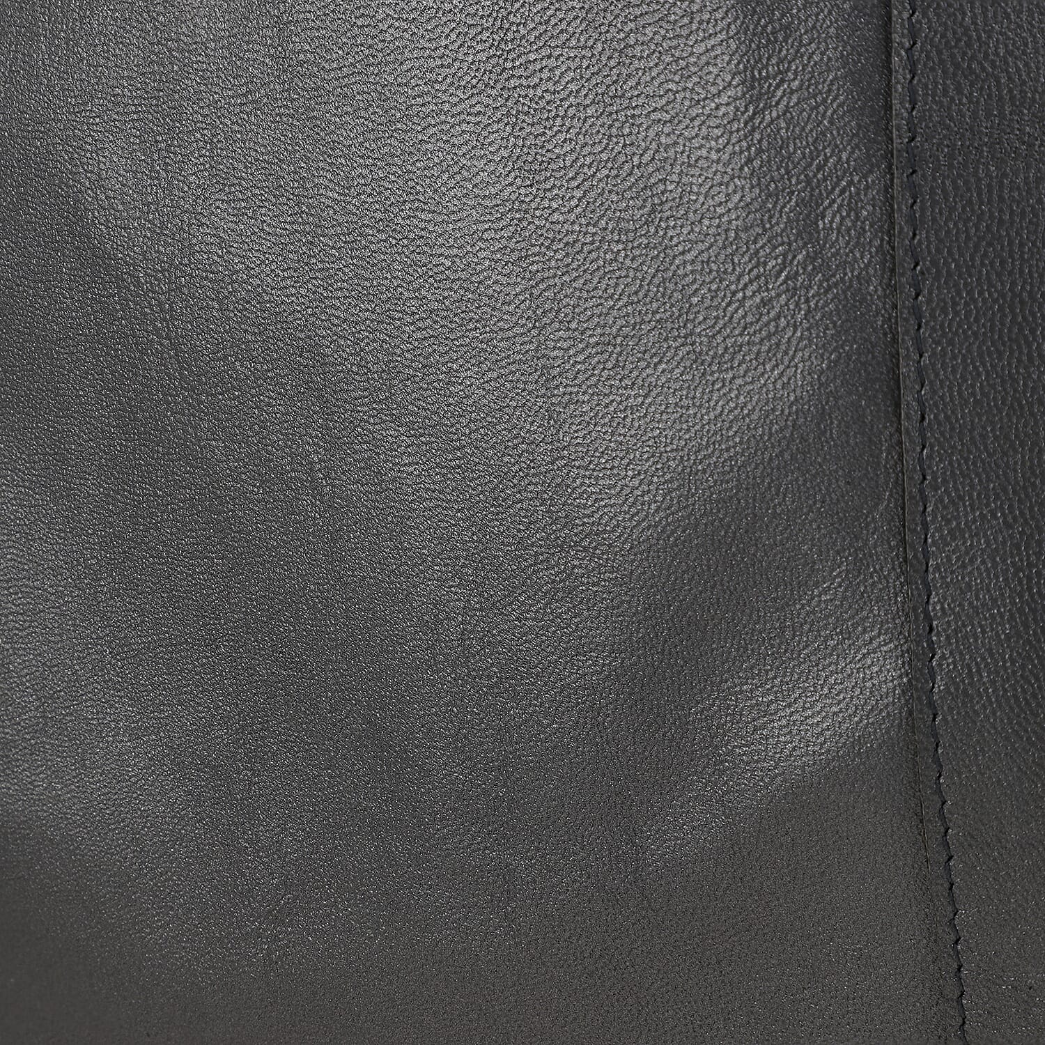 Gray Genuine Leather Unlined Metallic Tote Bag