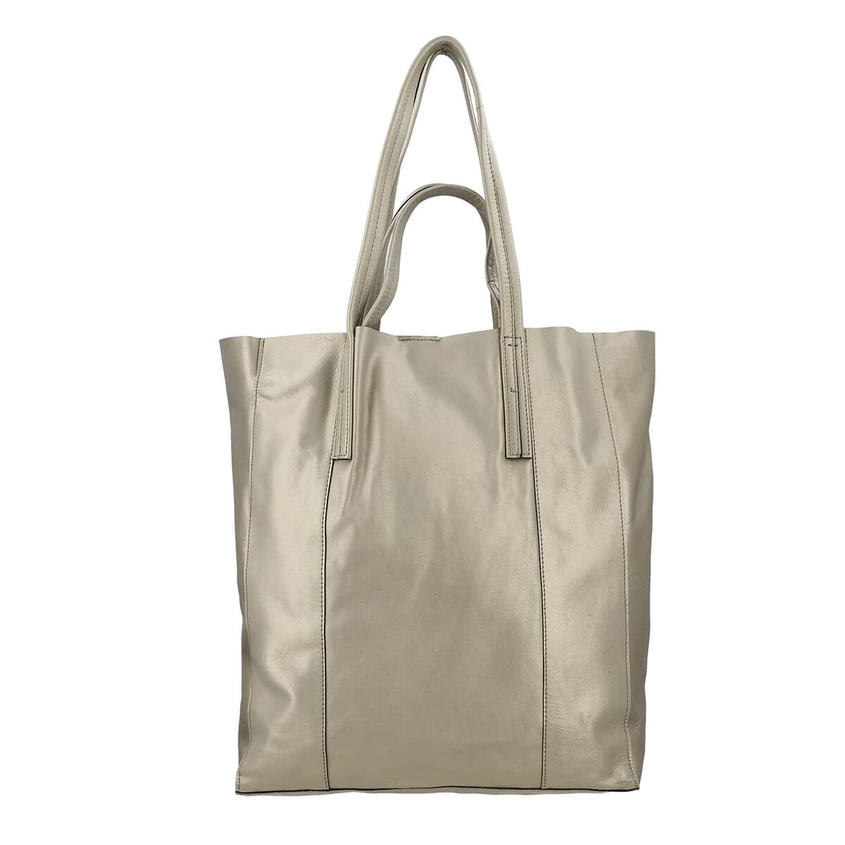 Golden Genuine Leather Unlined Metallic Tote Bag image number 0