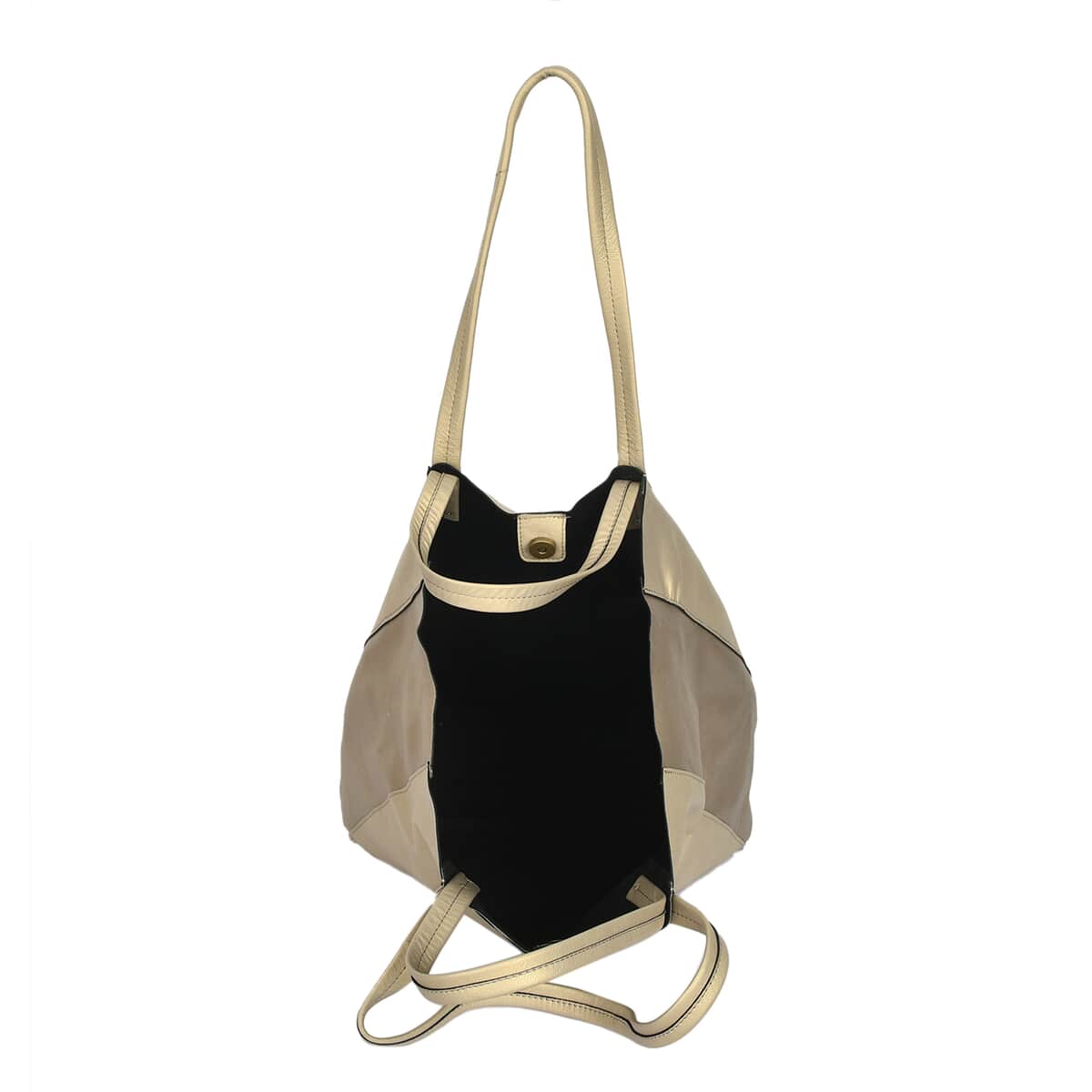 Golden Genuine Leather Unlined Metallic Tote Bag image number 8