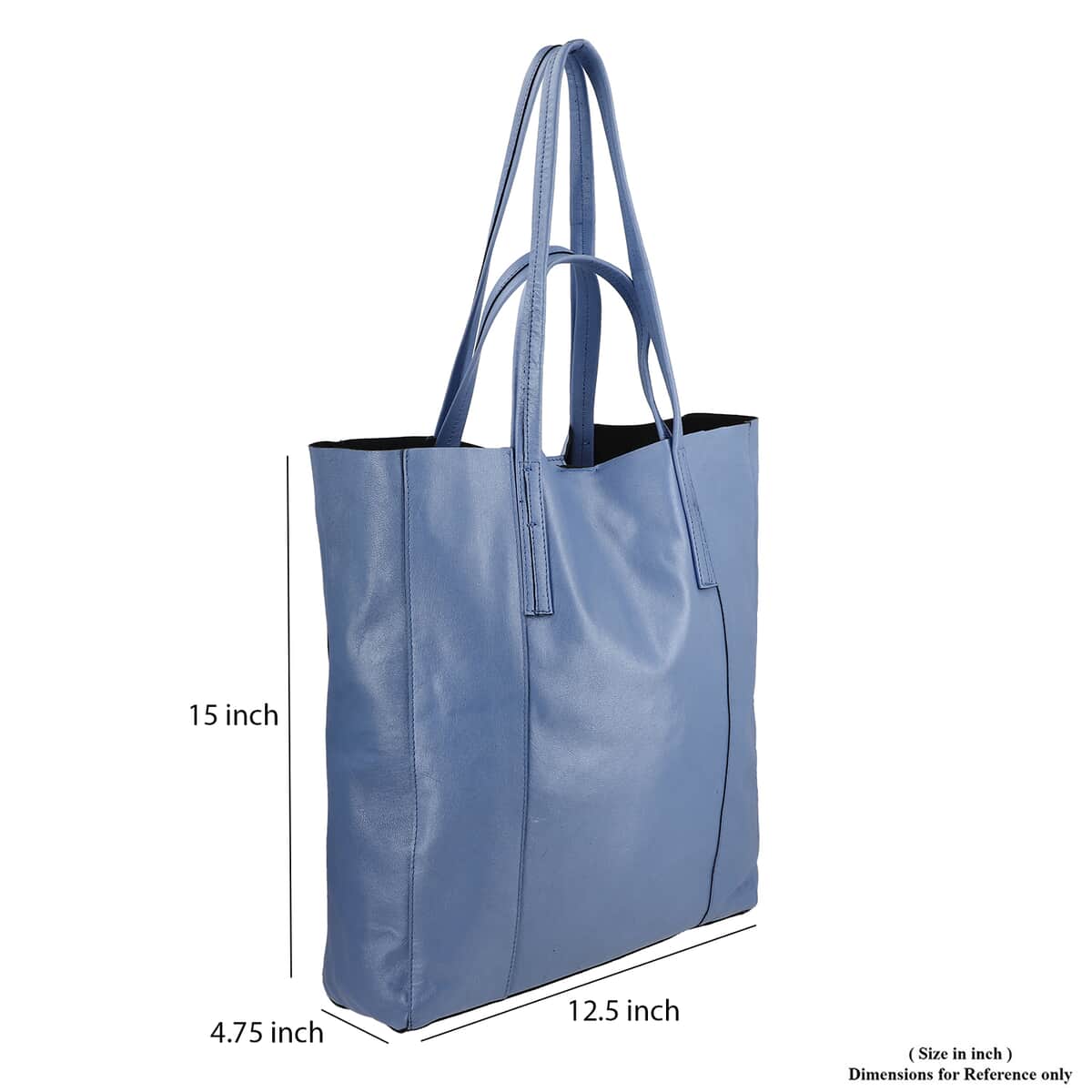 Blue Genuine Leather Unlined Metalic Tote Bag image number 8