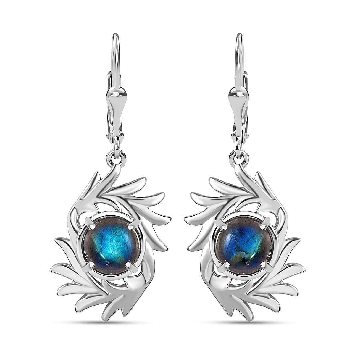 Malagasy Labradorite 4.90 ctw Earrings in Rhodium Over Sterling Silver